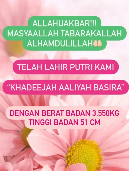 Anak keduanya lahir dengan berat badan 3,55 kg tinggi badan 51 cm secara normal. (Foto: Instagram/ kartikaputriworld)