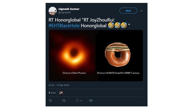 Meme Cocokologi Foto Black Hole yang Perdana Kali Dipublikasi (Sumber: Twitter/@vignesh0t)