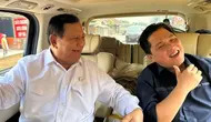 Momen Menteri Pertahanan Prabowo Subianto semobil dengan Menteri BUMN Erick Thohir (dok: @erickthohir / Ilyas)