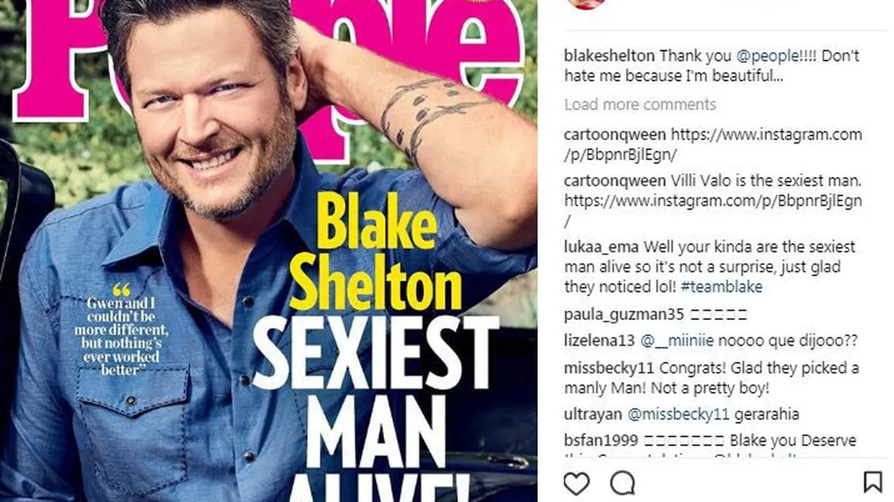 Blake Shelton pria paling seksi sepanjang masa 2017