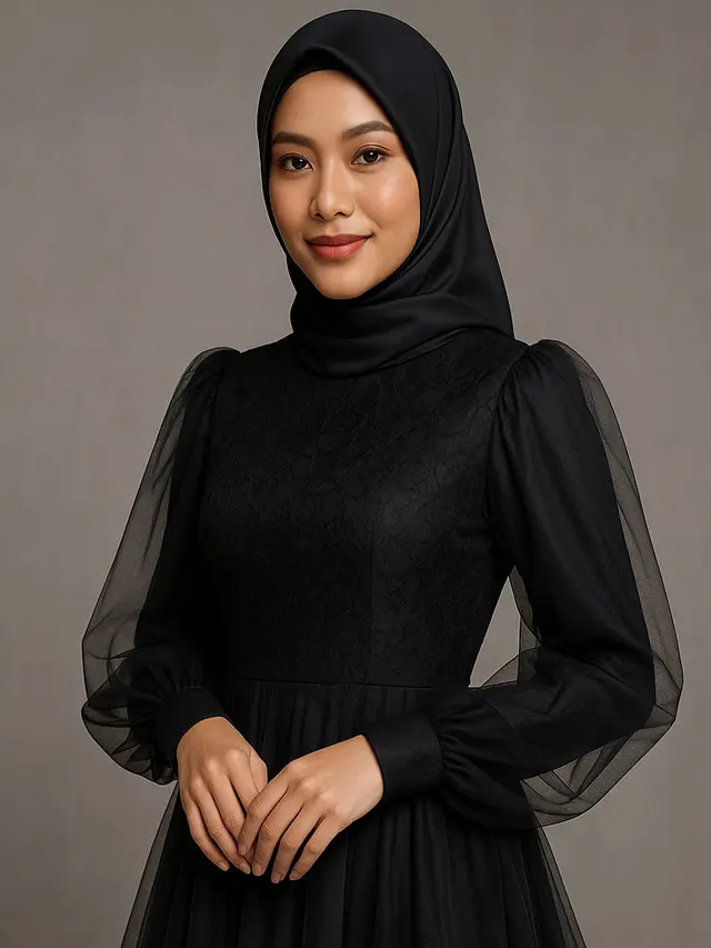 7 Model Gamis Hitam untuk Pesta Tren 2025 yang Elegan, Mewah dan Mudah Dipadukan