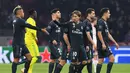 Perayaan gol kedua El Real dari Asensio lewat proses VAR pada leg 1, 16 besar Liga Champions yang berlangsung di stadion Amsterdam Arena, Amsterdam, Kamis (14/2). Real Madrid menang 2-1 atas Ajax. (AFP/Emmanuel Dunand)