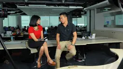 Salah satu pentolan startup, Justin Kan saat diwawancarai oleh tim Liputan6.com, Selasa (06/5/14). (Liputan6.com/Fasial R Syam)