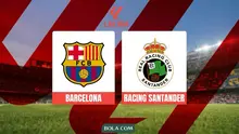 Ilustrasi Barcelona Vs Racing Santander, Liga Spanyol, La Liga. (Bola.com/AI)