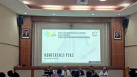 Konferensi Pers RSMH Palembang terkait isu pasiennya yang menderita Virus Corona (Liputan6.com / Nefri Inge)