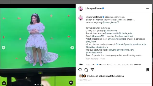Krisdayanti temani Amora Lemos syuting video klip single perdananya (Foto: Instagram @krisdayantilemos)