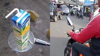 Spion motor dijadikan tatakan (Istimewa)