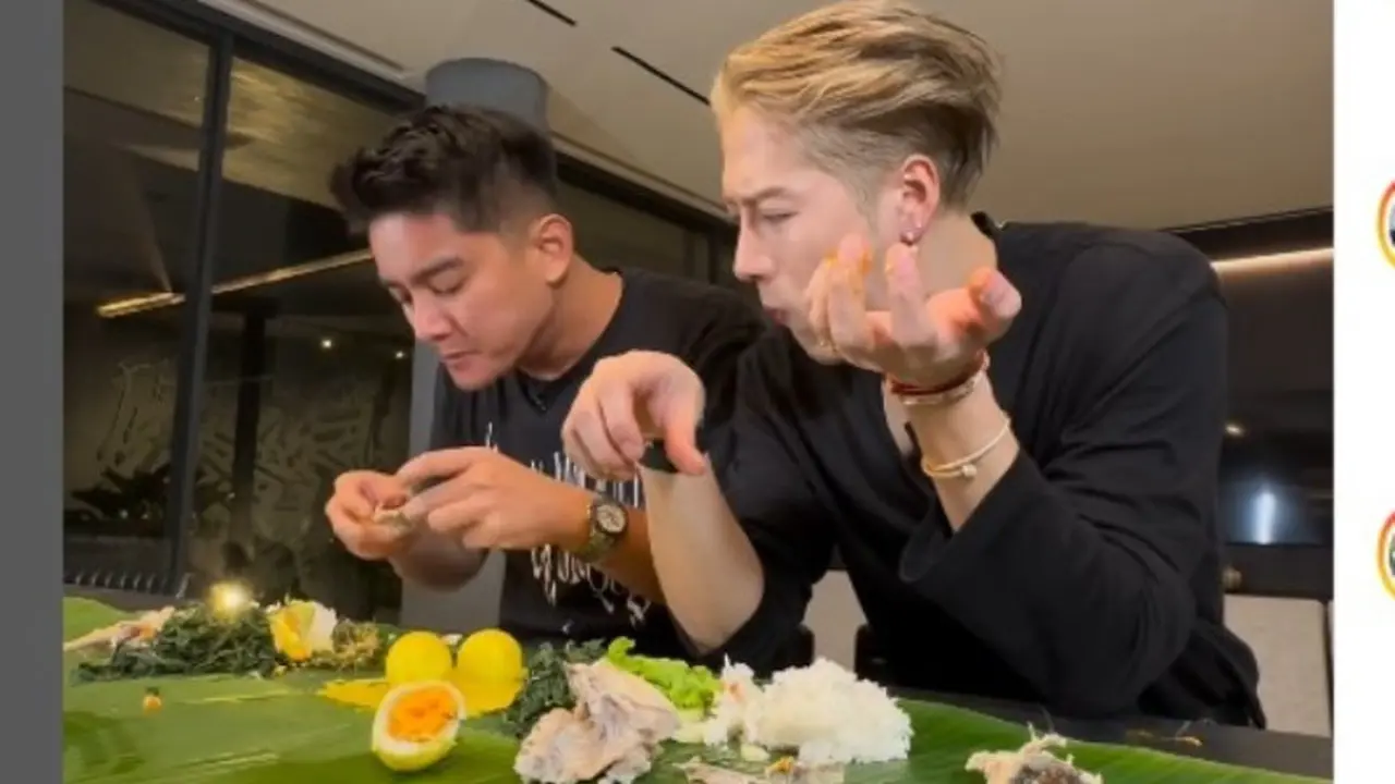 Makan Nasi Padang Bareng Boy William, Jackson Wang Ketagihan Ayam Pop dan Daun Singkong.  foto: (dok.Instagram @boywilliam17/https://www.instagram.com/p/DG0m0RvTMZT/Henry)