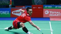 Tunggal putra Indonesia, Jonatan Christie, di babak pertama All England 2020, Rabu (11/3/2020). (PBSI)