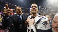 Tom Brady menjadi pemain tertua yang memenangi Super Bowl mengalahkan catatan Peyton Manning. (AFP/Jamie Squire)