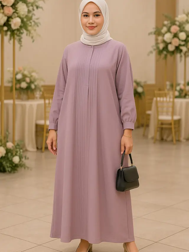 Gamis Hijab Ungu untuk Pesta hingga Kondangan (Foto: ChatGPT)