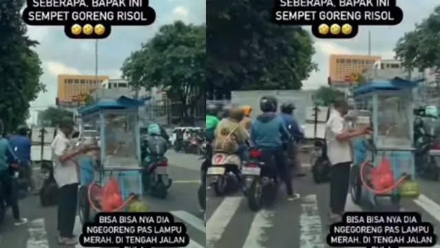 Pedagang menggoreng di tengah jalan (Instagram/@dramaojol.id)