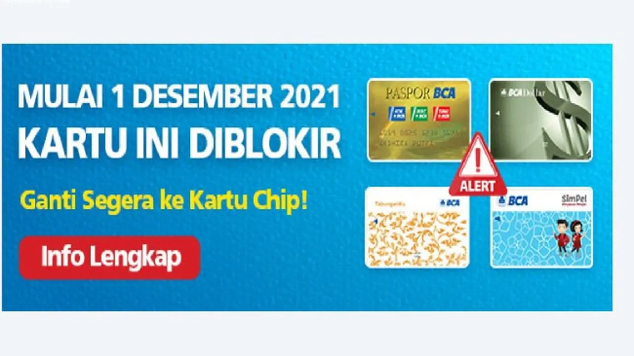 Buruan Ganti Kartu ATM BCA Non Chip ke Chip, Besok 1 Desember 2021
