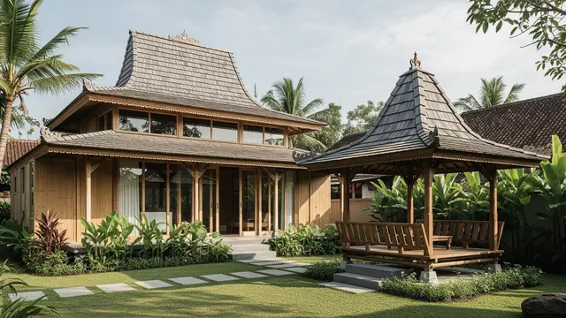 Model Rumah Japandi di Desa dengan Halaman Luas