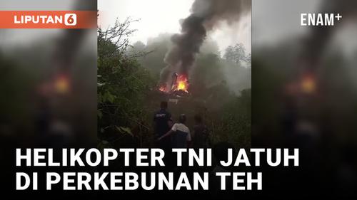 VIDEO: Innalillahi, Helikopter TNI Jatuh di Perkebunan Teh Bandung