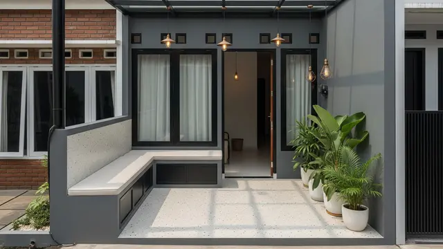 Teras Semi-Outdoor Bergaya Loft dengan Atap Kaca