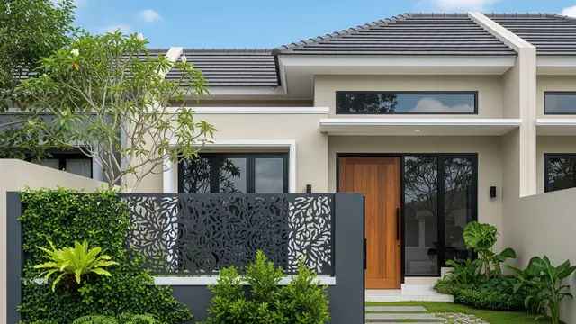 9 Inspirasi Pagar Rumah Setengah Tertutup agar Tetap Privat, Desain Estetik