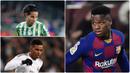 Wonderkid Barcelona, Ansu Fati, mencuri perhatian lewat aksi gemilangnya saat mencetak dua gol ke gawang Villareal di kompetisi Liga Spanyol musim ini. Selain Fati ada beberapa wonderkid lainnya di Liga Spanyol. Berikut Ansu Fati dan 5 wonderkid Liga Spanyol. (kolase foto AFP)