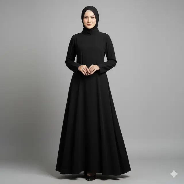7 Model Gamis Abaya Hitam Polos, Inspirasi Tampilan Elegan dan Minimalis