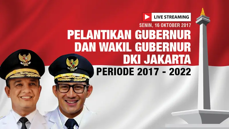 banner pelantikan Anies Baswedan-Sandiaga Uno