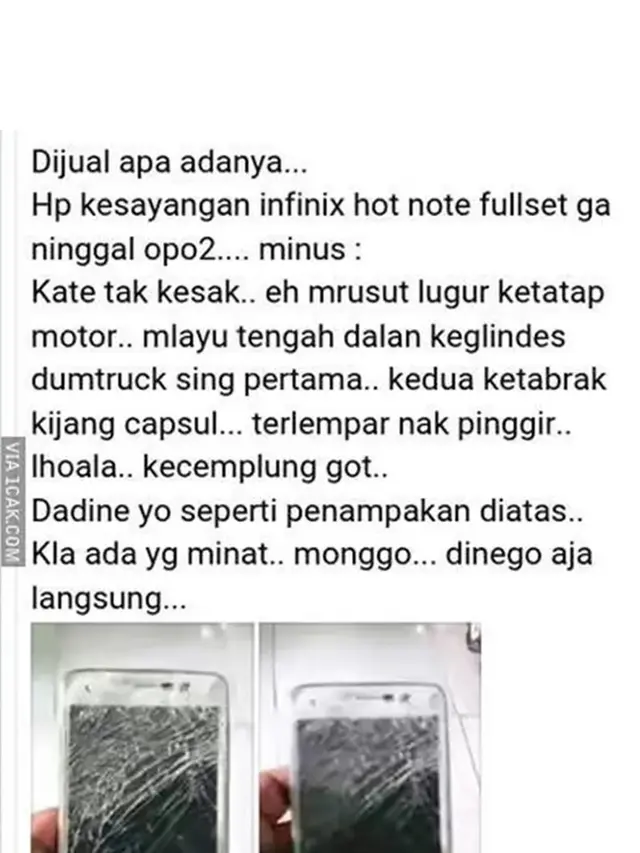 6 Status Facebook Jual HP Kondisi Rusak Parah Ini Bikin Geregetan