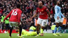 Manchester United berhasil memenangkan laga saat menjamu Manchester City dalam pertandingan lanjutan Liga Inggris 2025/2026 di Old Trafford, Manchester, Inggris, Sabtu (17/01/2026) waktu setempat. (AFP/Darren Staples)