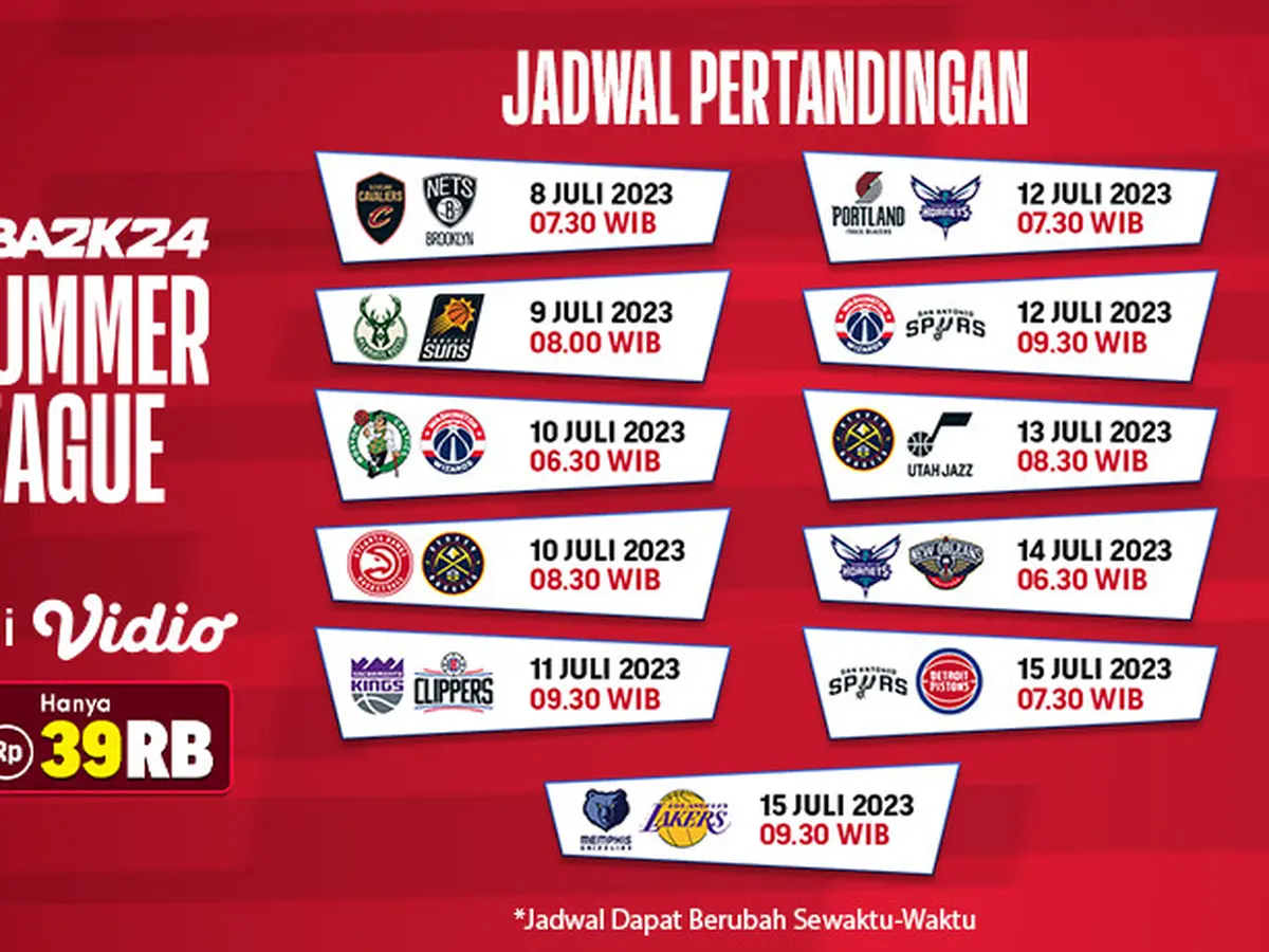 Jadwal Lengkap NBA Summer League 2023, 8 - 15 Juli 2023 di Vidio :  Cleveland Cavaliers Vs Brooklyn Nets - Bola Liputan6.com