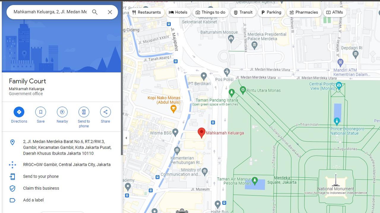 Mahkamah Konstitusi jadi Mahkahmah Keluarga di Google Maps