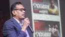 Direktur Pengembangan Bisnis Super Soccer TV, Mirwan Suwarso, memberikan keterangan pers terkait kerjasama di Foundry 8, Jakarta, Kamis (2/3/2017). (Bola.com/Vitalis Yogi Trisna)