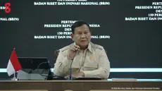 Presiden Prabowo Subianto menerima 150 peneliti Badan Riset dan Inovasi Nasional (BRIN) di Kompleks Istana Kepresidenan, Jakarta. (Liputan6.com/Arief)