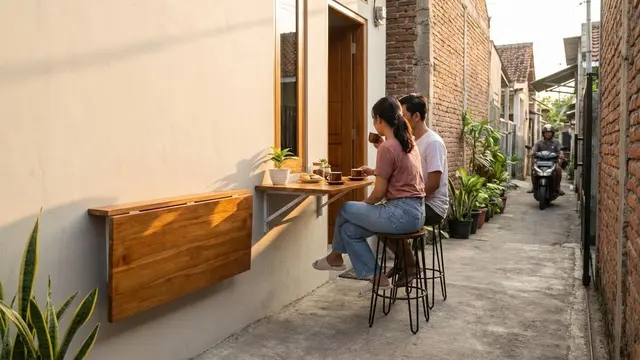 Ide Teras Tanpa Pagar di Gang Sempit