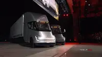 Truk  listrik Tesla Semi. (Carscoops)