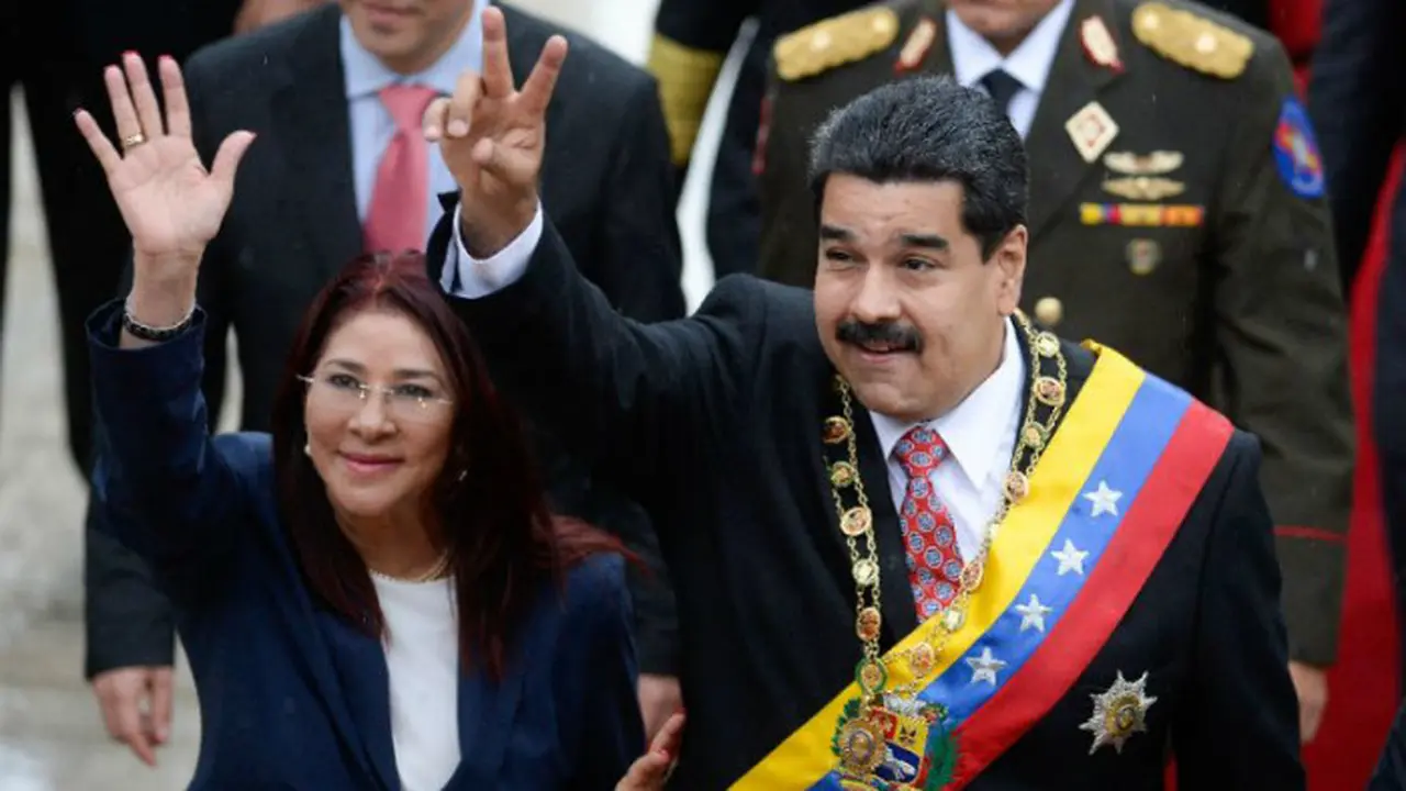 Presiden Venezuela Nicolas Maduro dan istrinya Cilia Flores