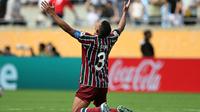 Thiago Silva merayakan sukses Fluminense mengalahkan Al Hilal di perempat final Piala Dunia Antarklub 2025. (CHANDAN KHANNA / AFP)