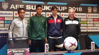 Konferensi pers jelang laga Timnas Indonesia Vs Filipina di Hotel Sultan, Jakarta, Sabtu (24/11/2018). (Bola.com/Zulfirdaus Harahap)