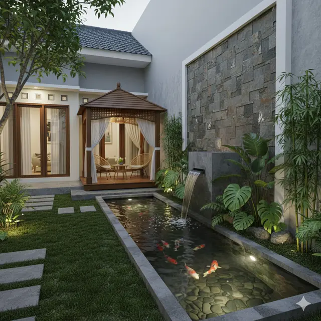 7 Model Rumah Kecil tapi Luas dengan Kolam Ikan Minimalis, Bikin Hunian Terlihat Adem dan Elegan