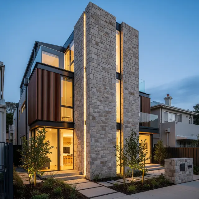 Inspirasi Rumah Batu Alam Modern untuk Lahan Sempit
