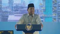 Presiden Prabowo Subianto dalam peresmian Refinery Development Master Plan (RDMP) Pertamina di Balikpapan. Prabowo memberikan pesan keras kepada Dirut Pertamina. (Liputan6.com/Tira)