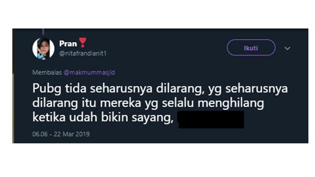 Komentar PUBG (Sumber: /twitter.com/nitafrandianit1)