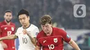 Gol tunggal Ole Romeny pada menit ke-44 membawa Indonesia unggul atas China 1-0. (Liputan6.com/Angga Yuniar)