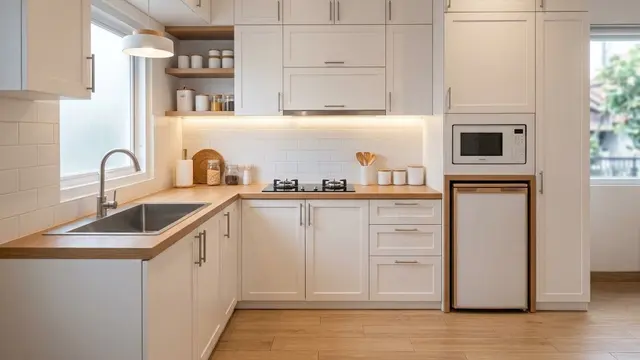 Dapur Letter-L dengan Penyimpanan Maksimal