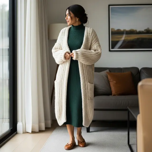 8 Cara Tampil Modis Memadukan Cardigan dan Dress