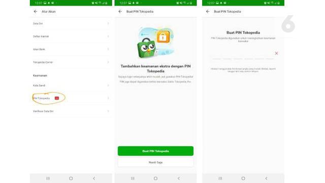 Pengaturan PIN Tokopedia. Liputan6.com/Iskandar
