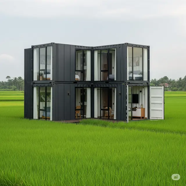 Rumah Kontainer Modifikasi dengan Desain Futuristik