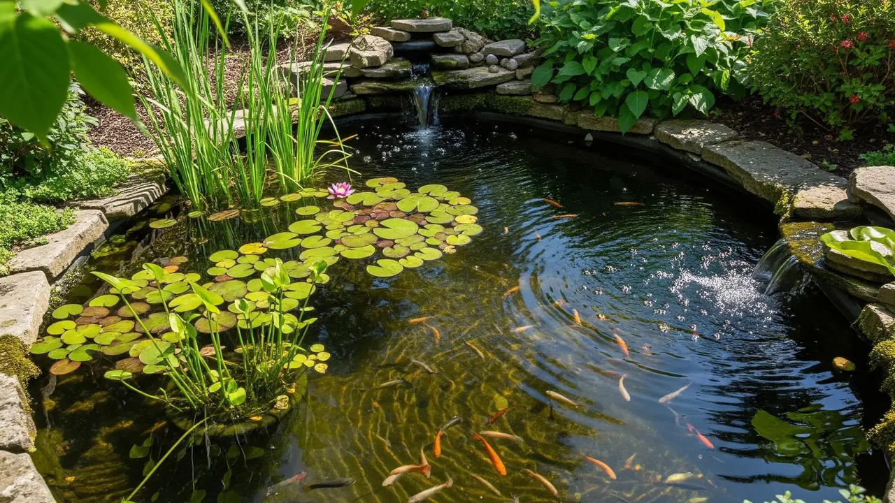 Kolam Ikan Kecil di Halaman Sekaligus Pengendali Nyamuk Alami yang Estetik (Gemini AI)