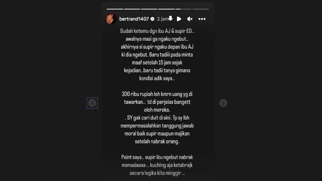 Bertrand Antolin Temui Majikan dari Sopir yang Tabrak Adiknya, Baru Minta Maaf Setelah 15 Jam Kejadian