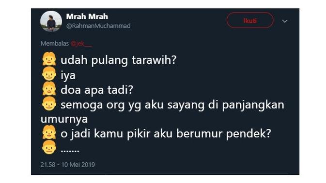 6 Drama Pasangan Kekasih Usai Pulang Tarawih Ini Bikin Tepuk Jidat (sumber:Twitter/@RahmanMuchammad)