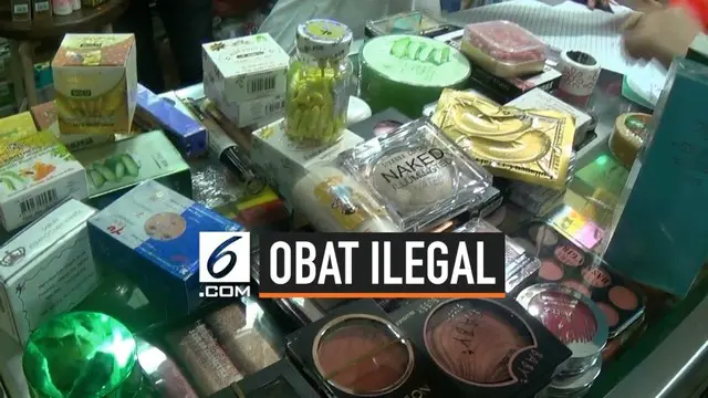 BPOM menyita ratusan obat dan komestik illegal di Pasar Jatinegara, Jakarta Timur.