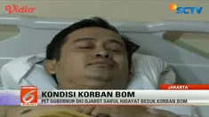 Plt Gubernur Djarot Saiful Hidayat dan Gubernur terpilih Anies Baswedan jenguk korban ledakan bom Kampung Melayu di lokasi berbeda