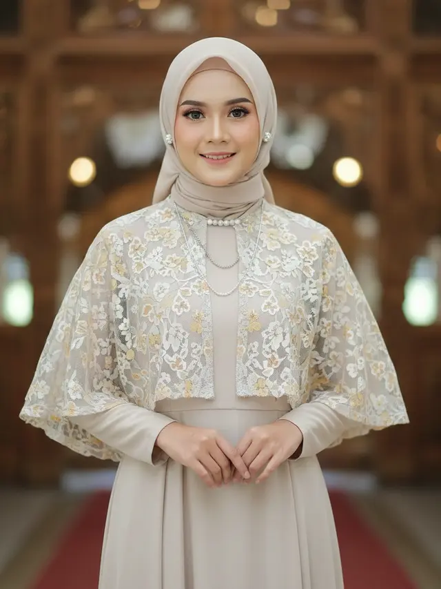 Gamis Brokat Copotan dengan Tampilan Fleksibel (Foto: Gemini AI)